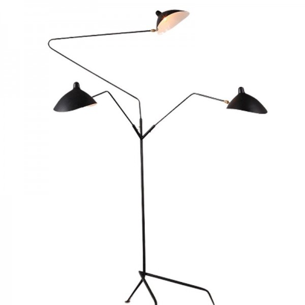 Lampa stojąca CRANE-3F czarna 210 cm